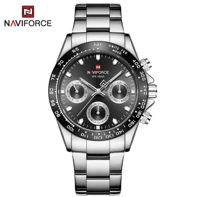 Naviforce NF9193 luxury China men quartz watch stylish Stainless steel band 3 dials week display character business wristwatch